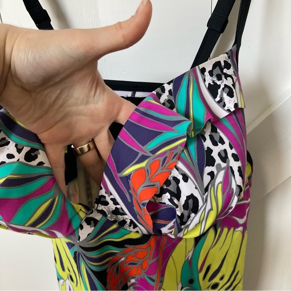 Cacique vibrant swim tankini swimsuit top size 44C underwire adjustable straps - Picture 8 of 9